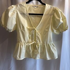 Live 4 Truth Yellow puffer sleeve cropped tie Front top Small Y2K Pheasant